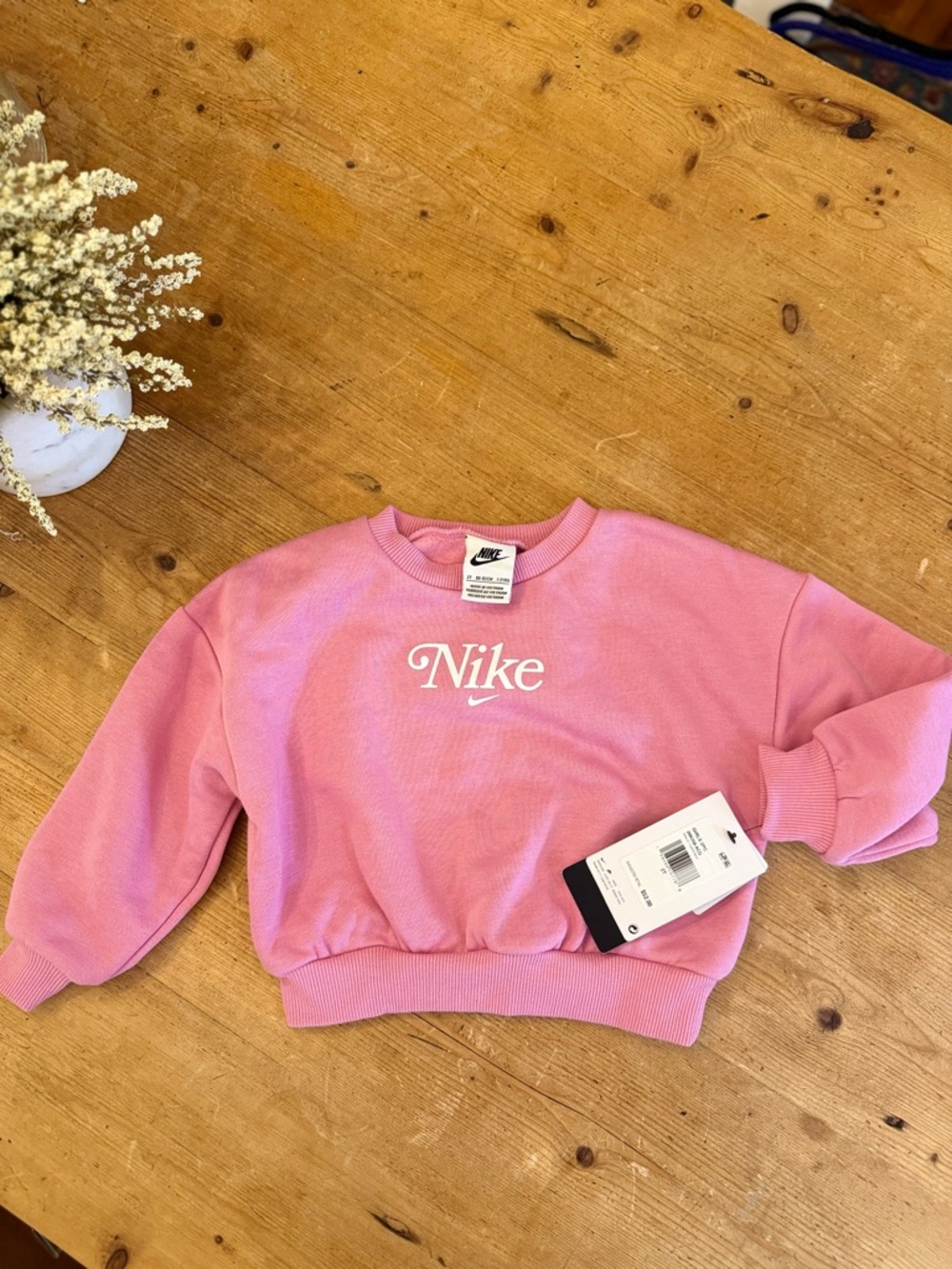 Nike Pink Cropped Crewneck Sweatshirt